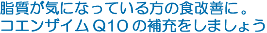 脂質が気になっている方の食改善に。コエンザイムQ10の補充をしましょう